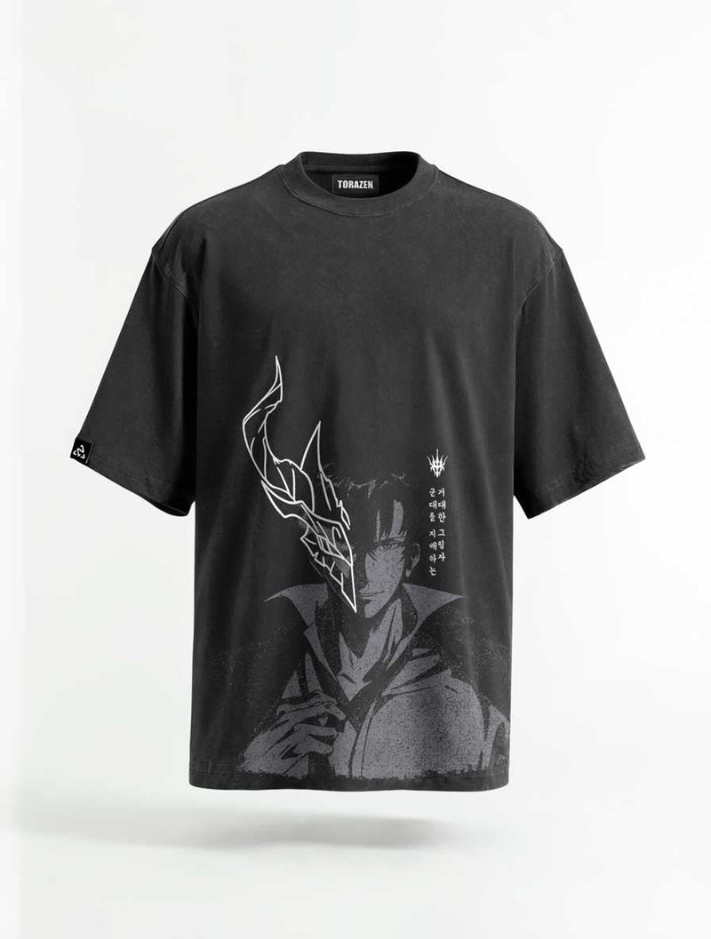 Demon Mask Rise Vintage Tee - Solo Leveling-inspired design by Torazen