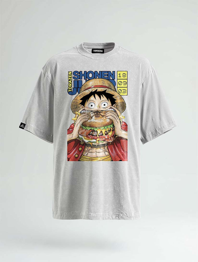 Hungry Straw Hat Boy Vintage Tee - One Piece-inspired design by Torazen