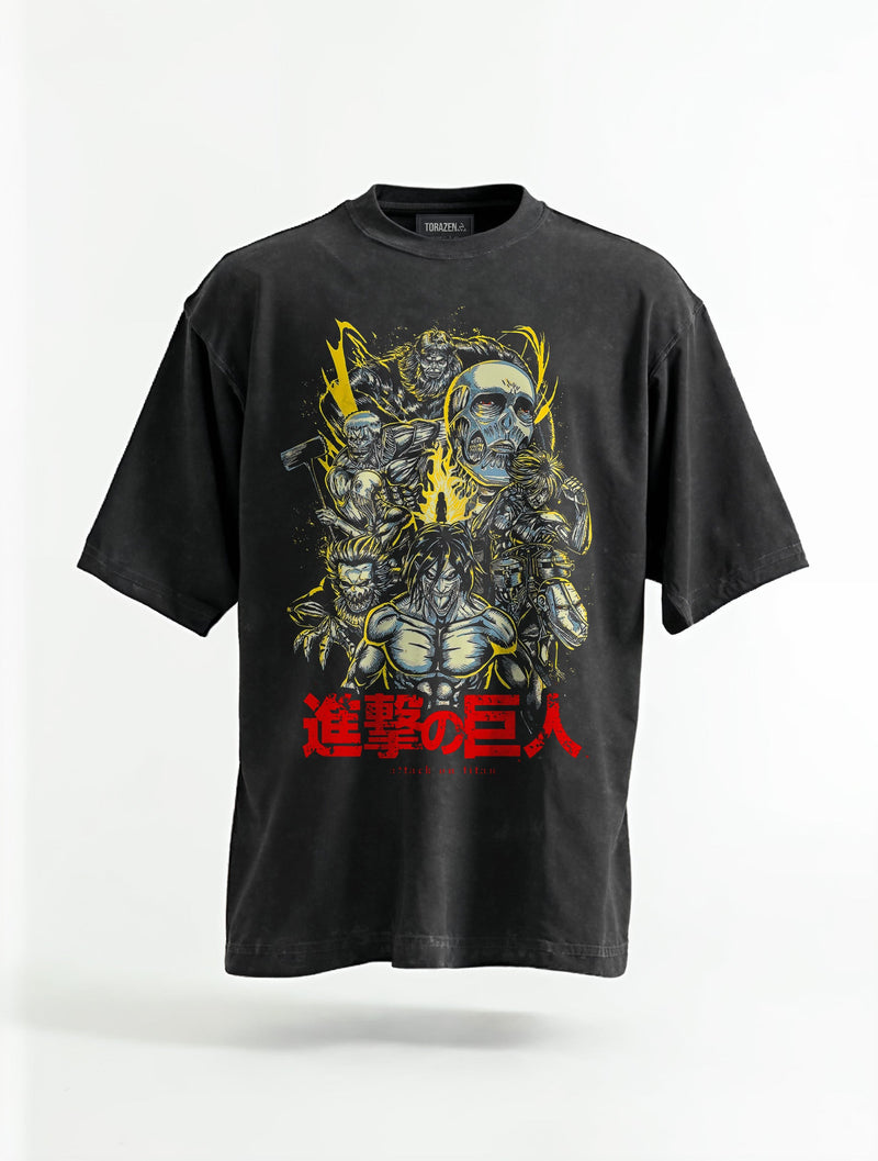 AOT Titan Clash Vintage Tee - Attack on Titan-inspired design by Torazen