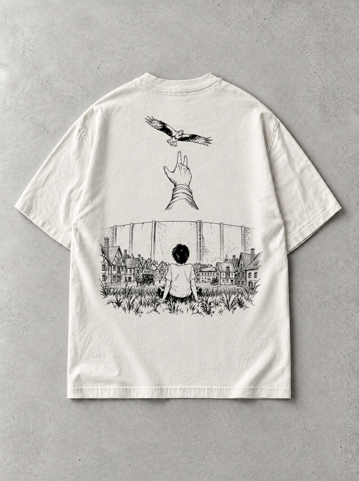 Beyond The Walls Vintage Tee - Attack on Titan-inspired design by Torazen, back view