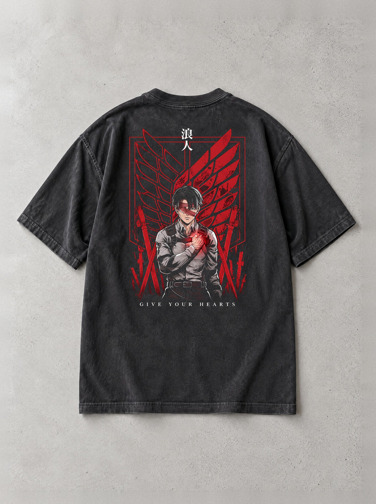 Heart Offered Vintage Tee - Attack on Titan-inspired design by Torazen, back view
