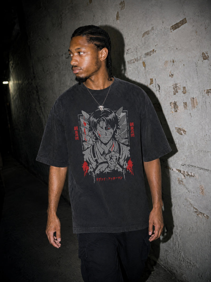 Humanity’s Blade Bloodshot Washed Tee - Attack on Titan-inspired design by Torazen