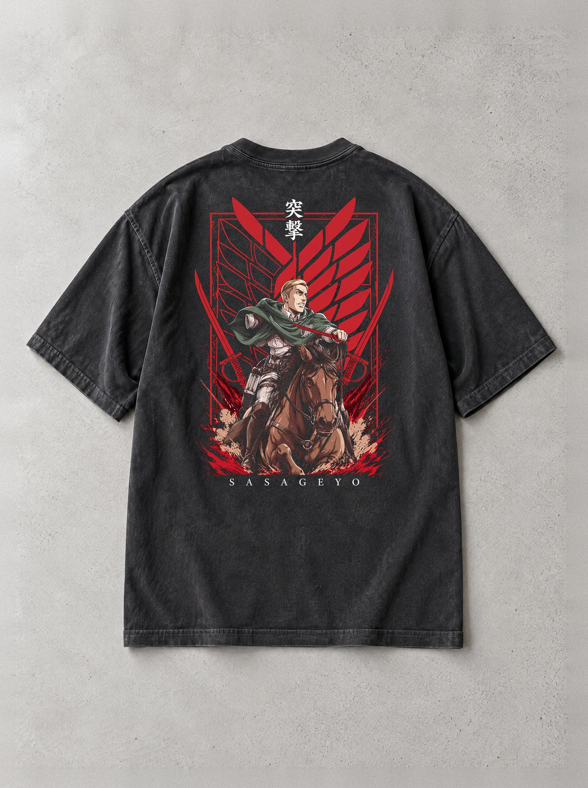Sasageyo Charge Vintage Tee - Attack on Titan-inspired design by Torazen, back view