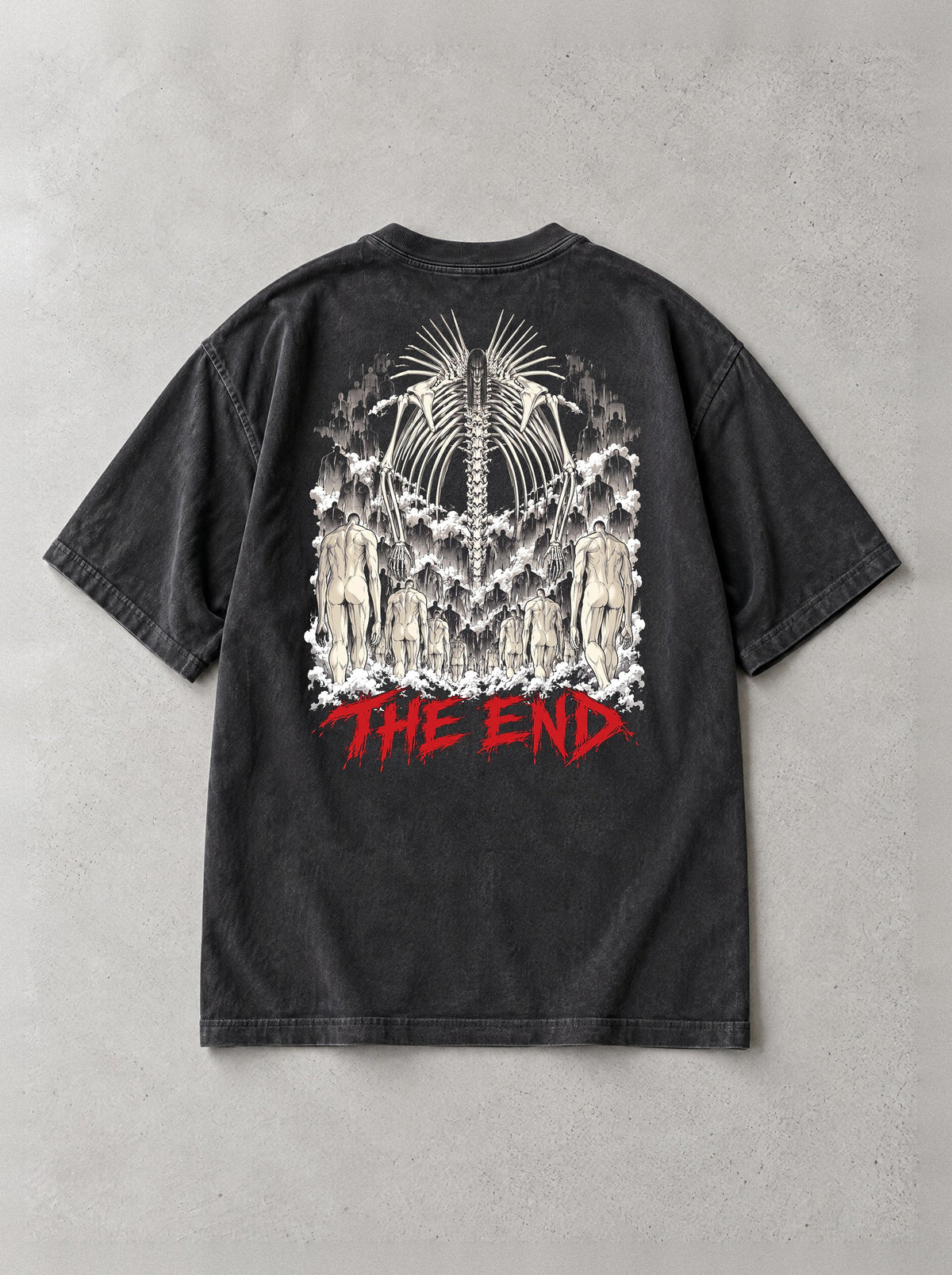 The Rumbling March Vintage Tee - Attack on Titan-inspired design by Torazen, back view