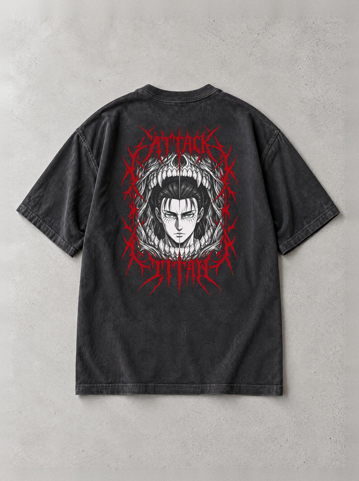 Titan Jaw Frame Vintage Tee - Attack on Titan-inspired design by Torazen, back view