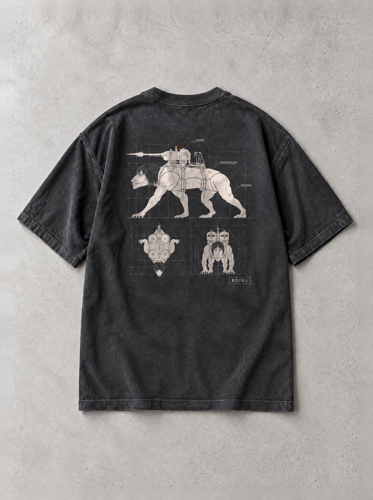 War Chassis Vintage Tee - Attack on Titan-inspired design by Torazen, back view