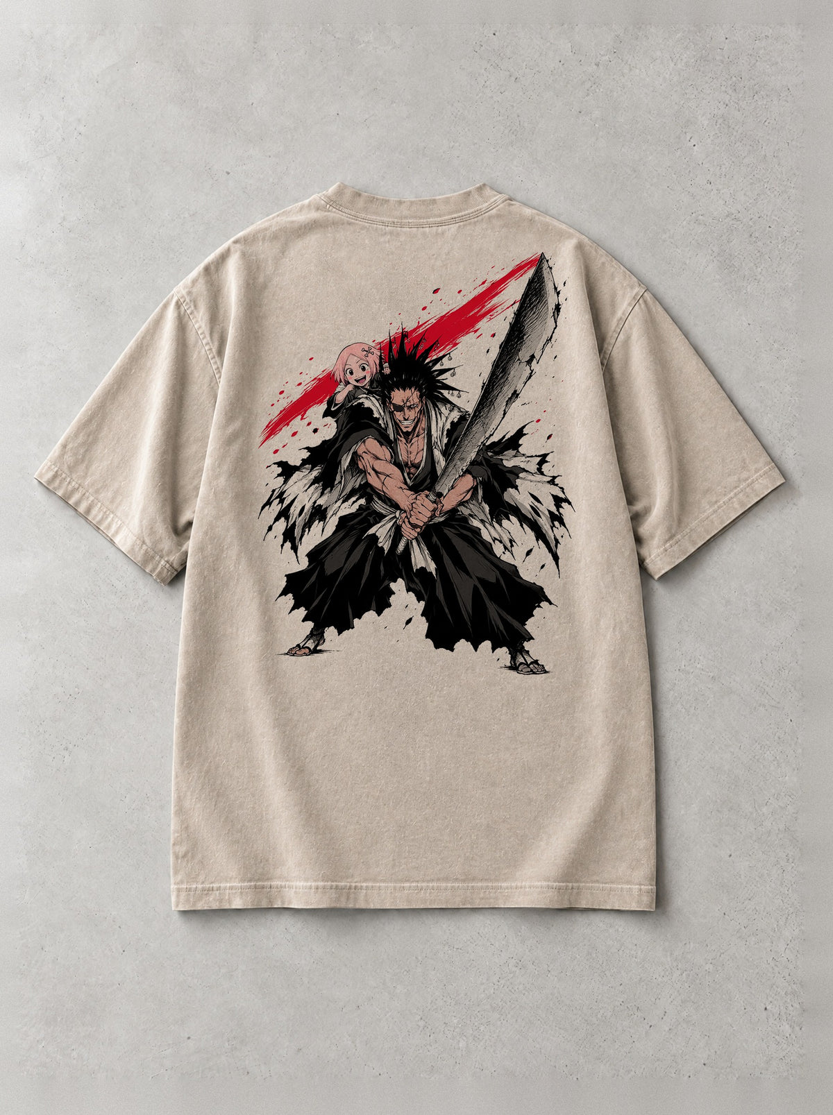 Eleventh Squad Fury Vintage Tee - Bleach-inspired design by Torazen, back view