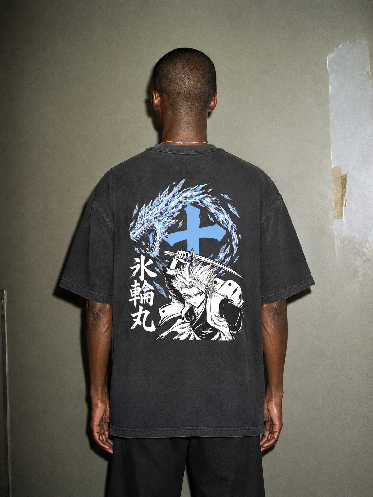 BLCH ✦ Ice Dragon Captain Vintage Tee by Torazen, worn on model