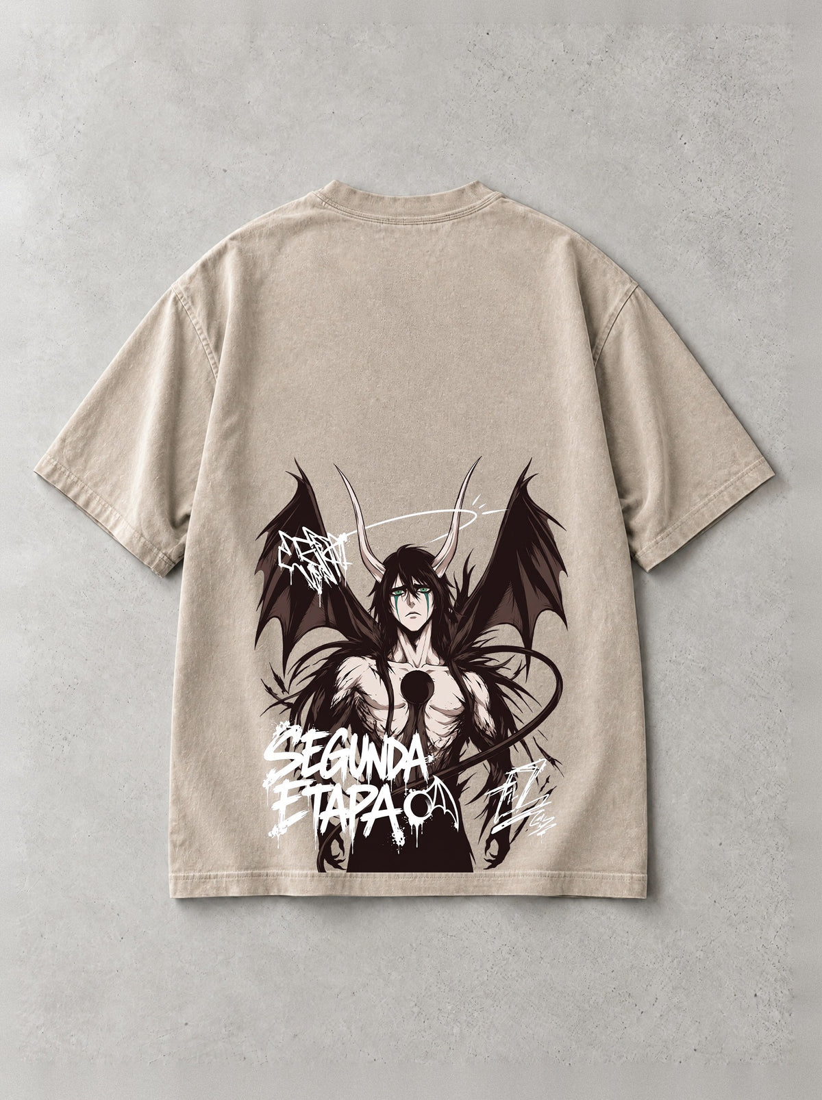 Second Release Wings Vintage Tee - Bleach-inspired design by Torazen, back view