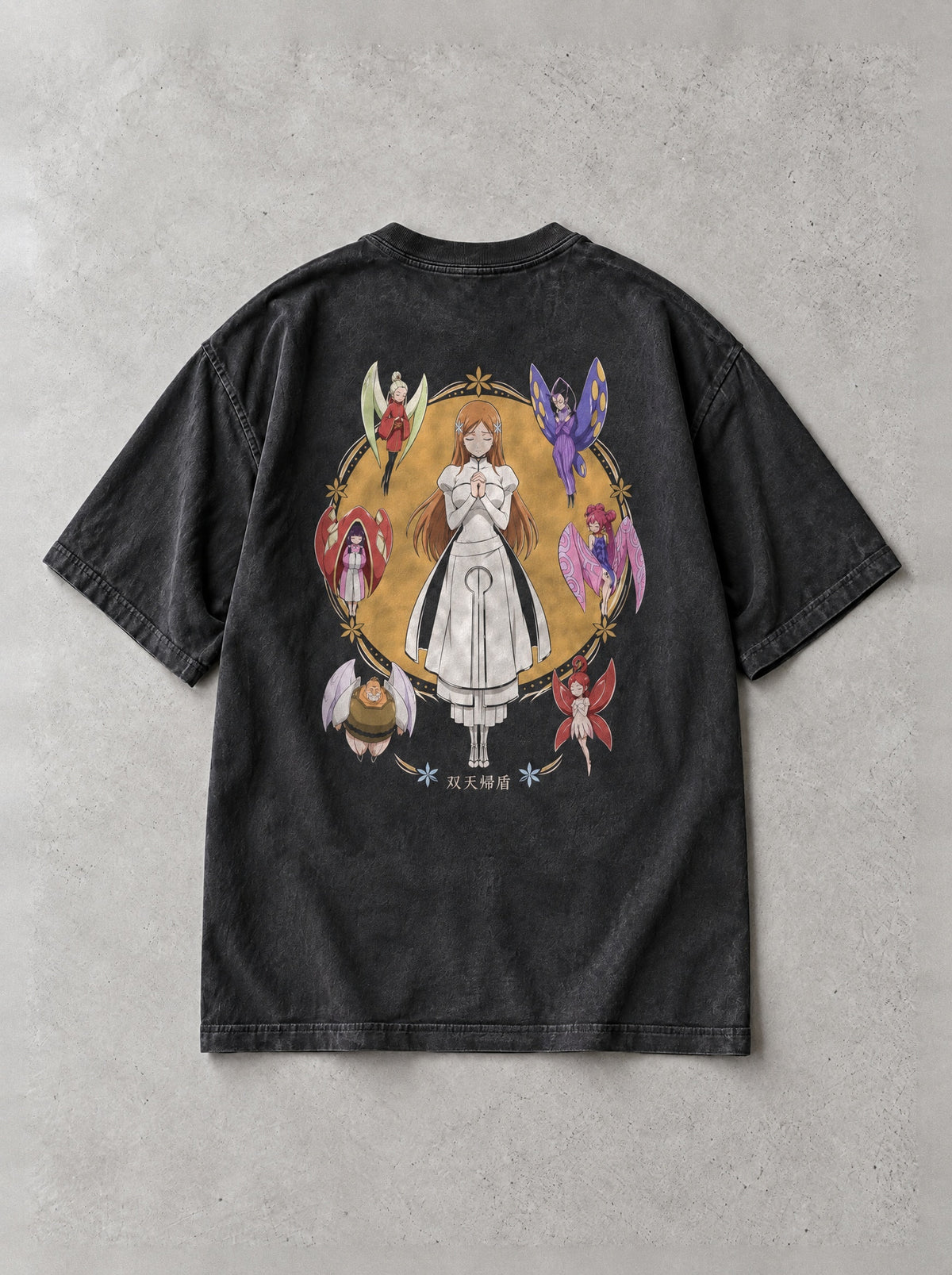 Six Flower Halo Vintage Tee - Bleach-inspired design by Torazen, back view