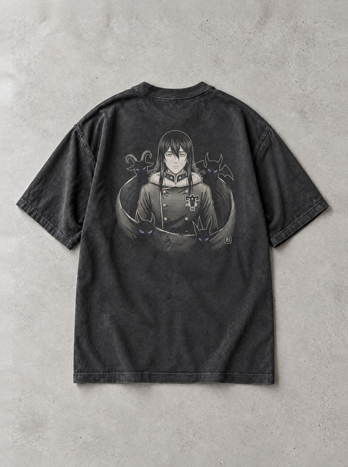 Shadow Vice Vintage Tee - Black Clover-inspired design by Torazen, back view