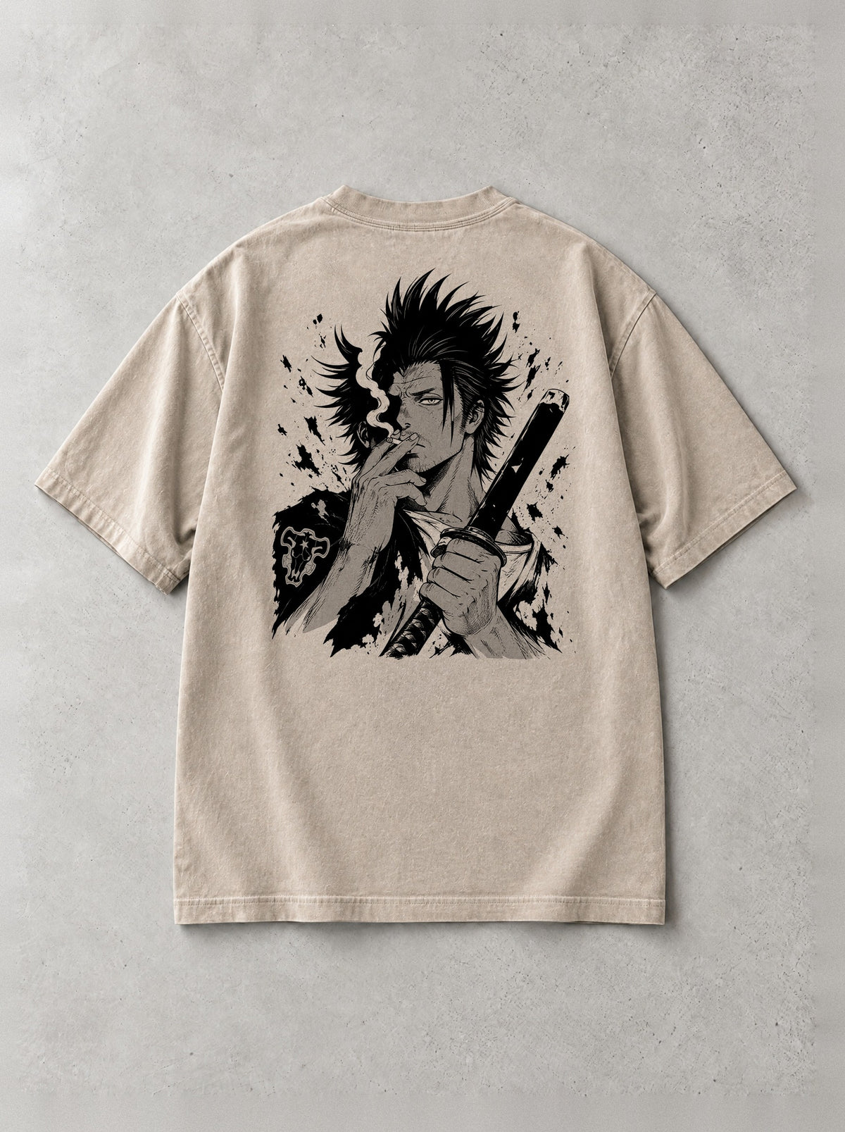 Smoke And Steel Vintage Tee - Black Clover-inspired design by Torazen, back view