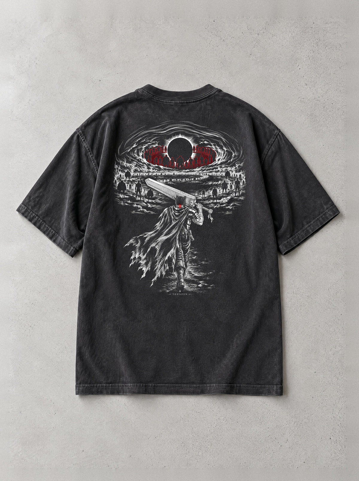 Eclipse Walk Vintage Tee - Berserk-inspired design by Torazen, back view