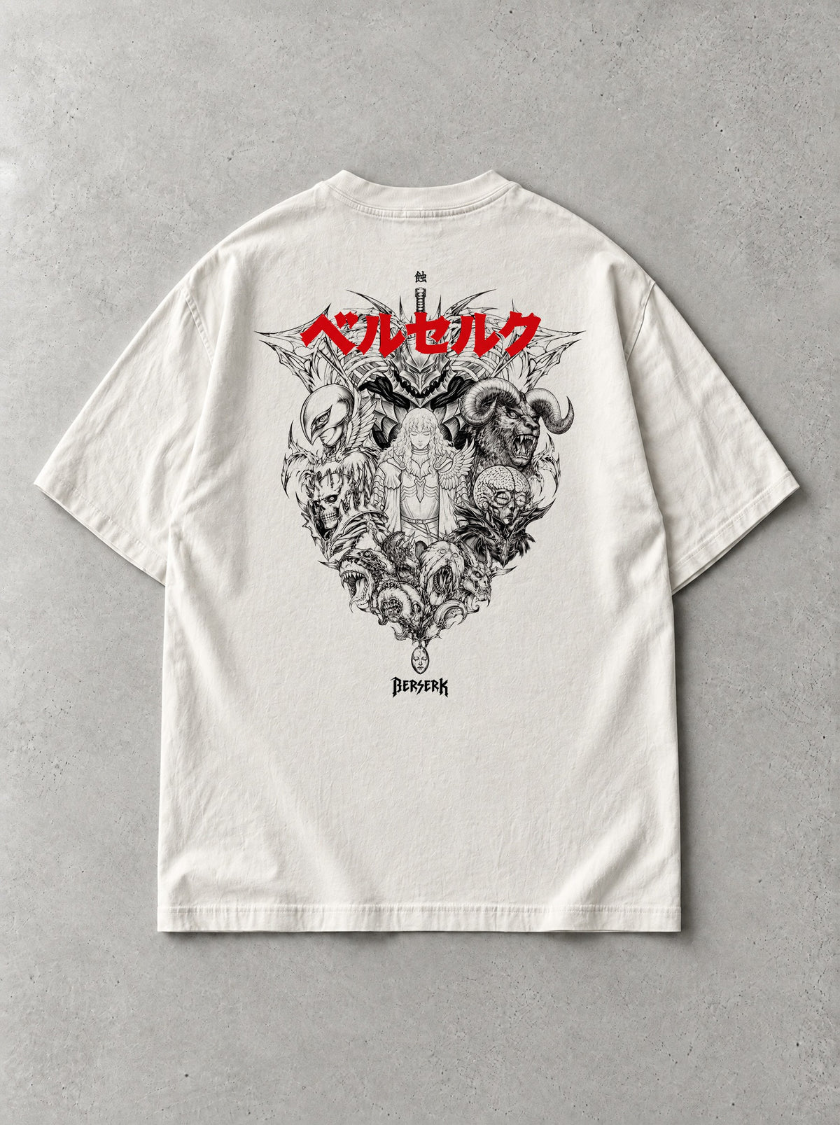 Falcon Apostle Collage Vintage Tee - Berserk-inspired design by Torazen, back view