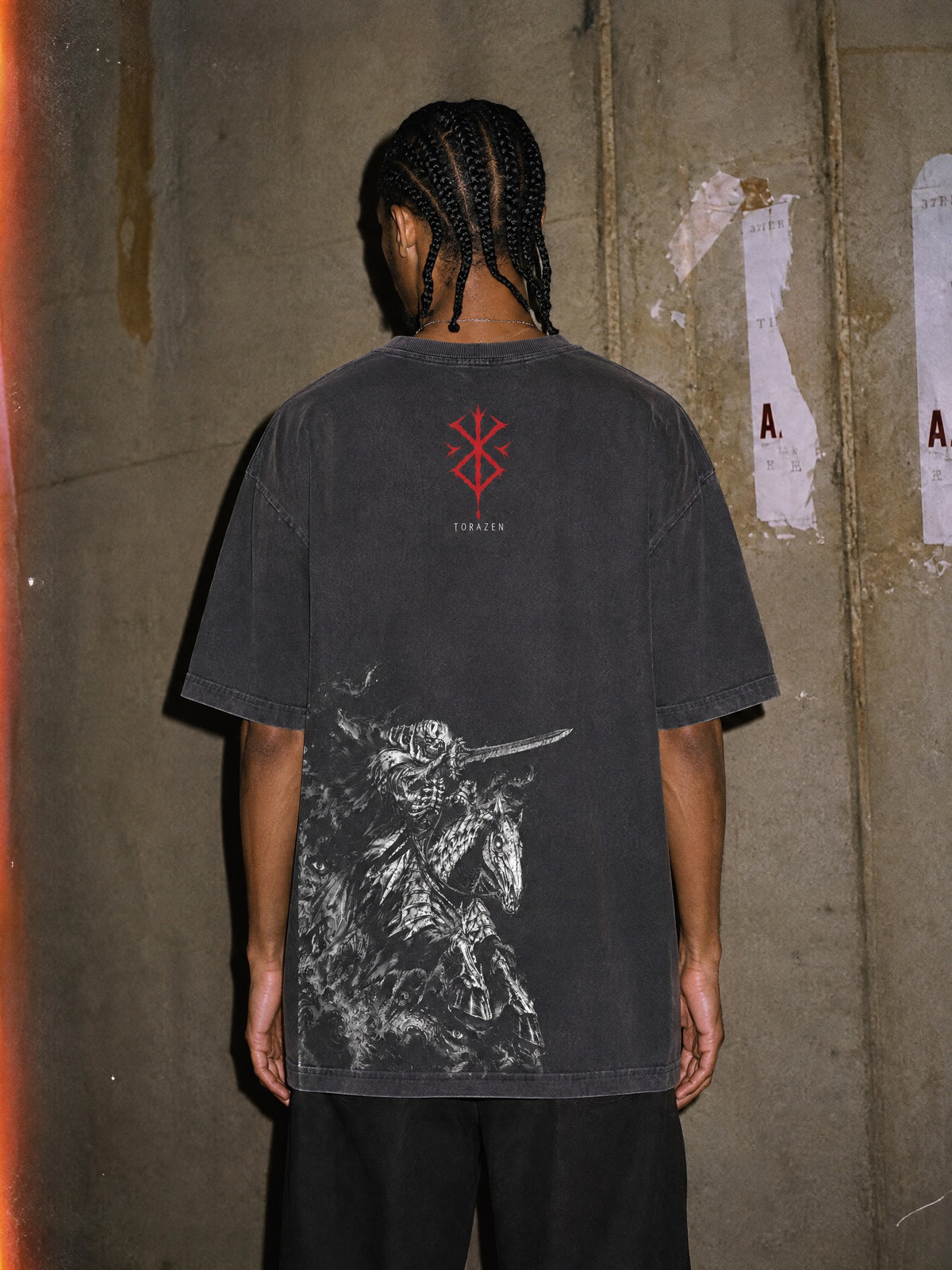 BSRK ✦ Skull Knight Charge Vintage Tee by Torazen, worn on model
