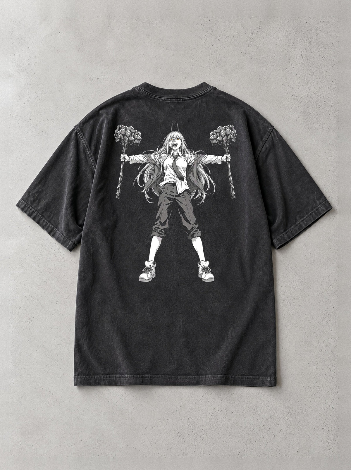 Blood Hammer Grin Vintage Tee - Chainsaw Man-inspired design by Torazen, back view