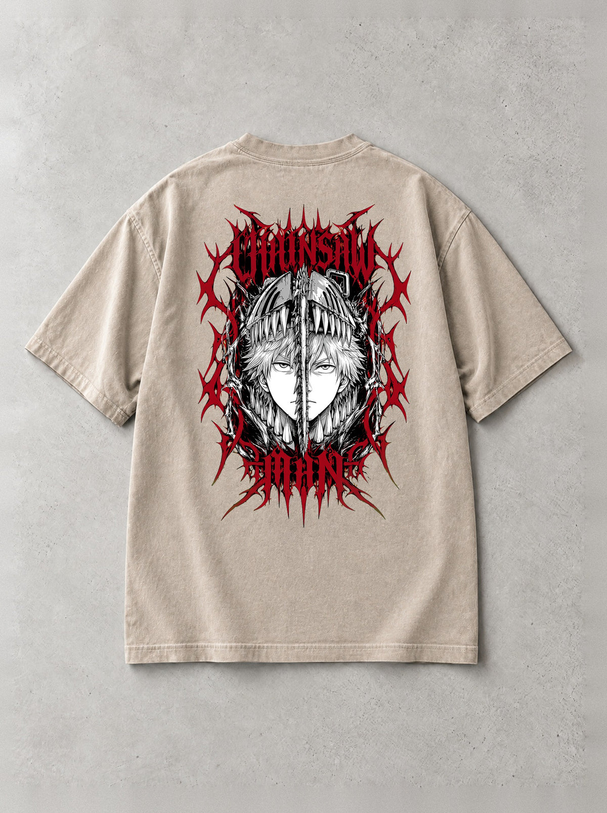Chainsaw Thorn Frame Vintage Tee - Chainsaw Man-inspired design by Torazen, back view