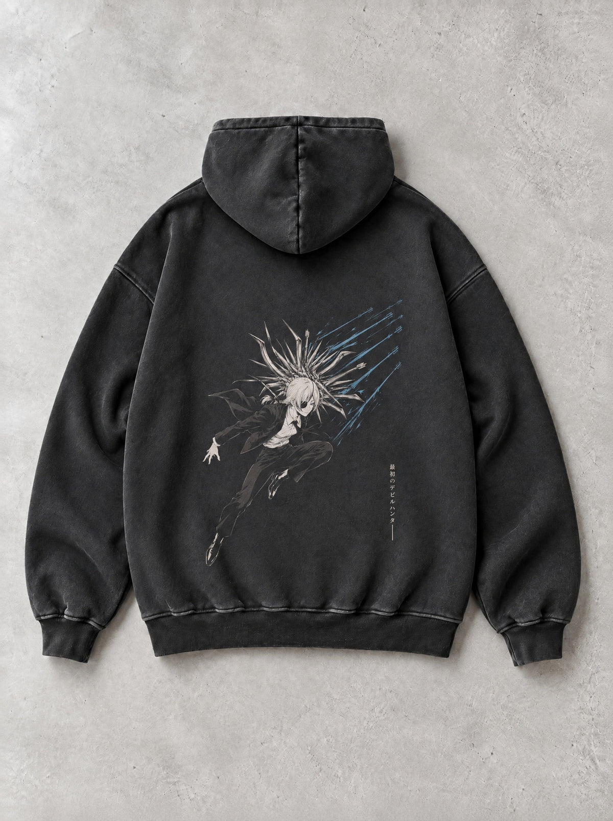 First Devil Hunter Vintage Hoodie - Chainsaw Man-inspired design by Torazen, back view