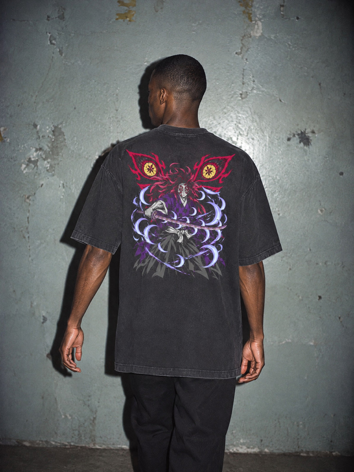 D-SLYR ✦ Six Eyed Moon Vintage Tee by Torazen, worn on model