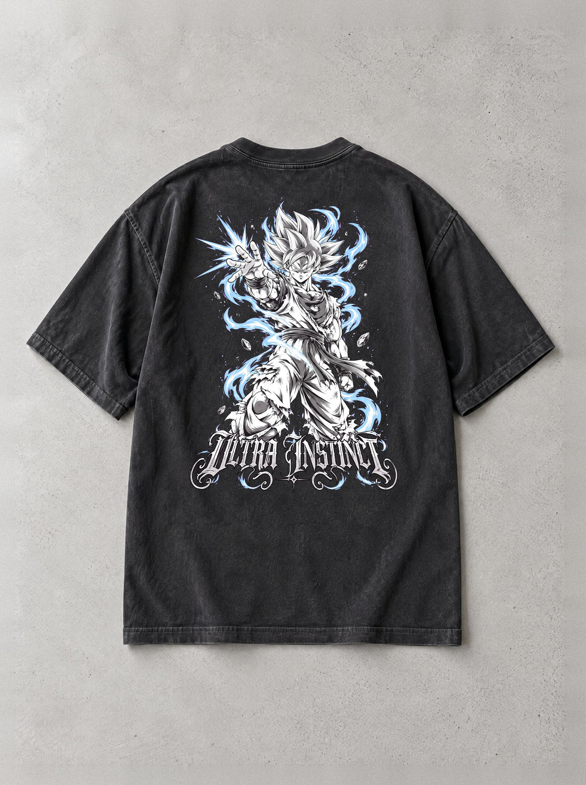 Ultra Instinct Script Vintage Tee - Dragon Ball Z-inspired design by Torazen, back view