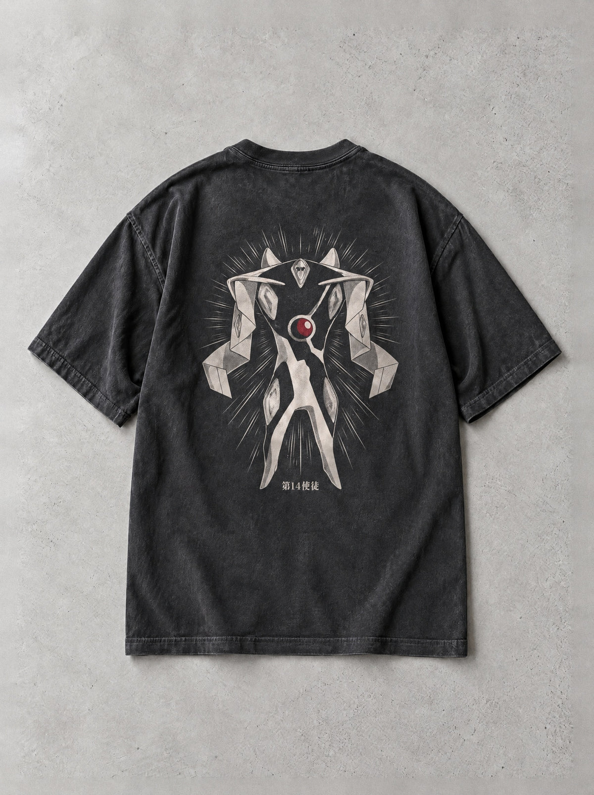Fourteenth Angel Vintage Tee - Evangelion-inspired design by Torazen, back view