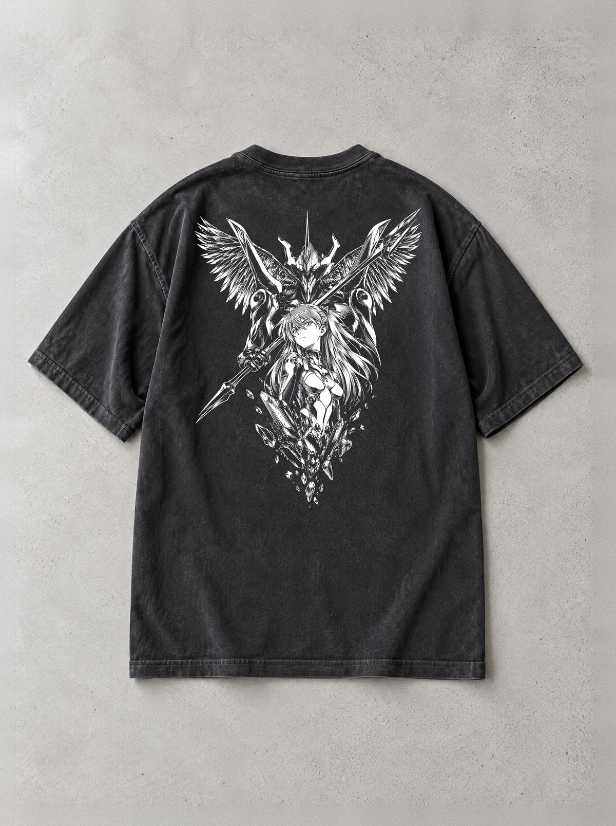 Winged Unit Spear Vintage Tee - Evangelion-inspired design by Torazen, back view