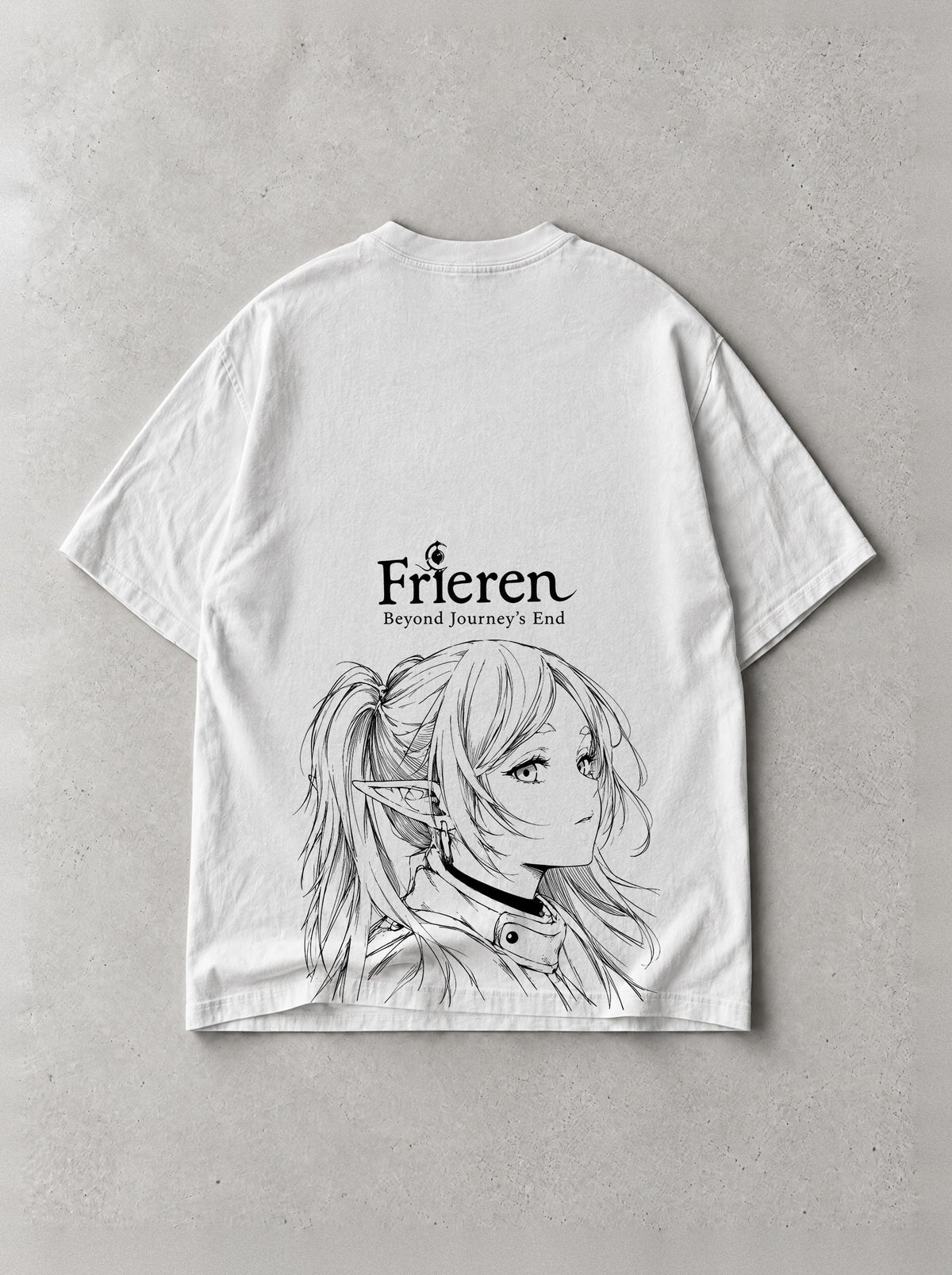 Elf Line Sketch Vintage Tee - Frieren-inspired design by Torazen, back view