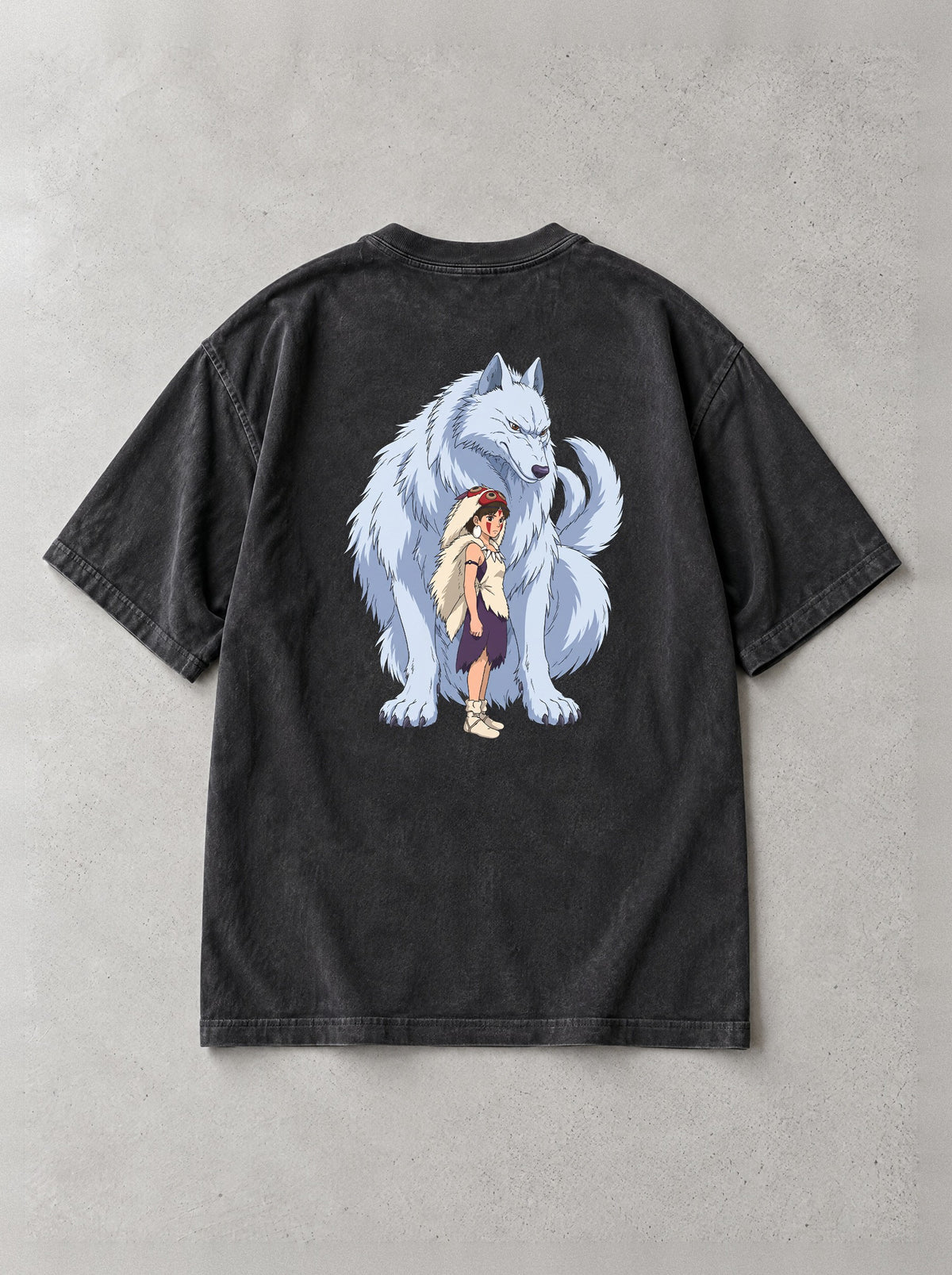 Wolf Mother Guard Vintage Tee - Studio Ghibli-inspired design by Torazen, back view