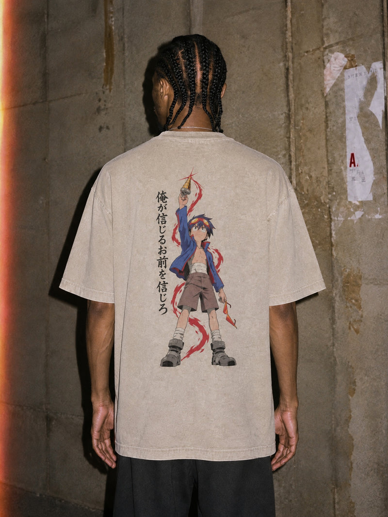 GUR-LAG ✦ Steadfast Belief Vintage Tee by Torazen, worn on model