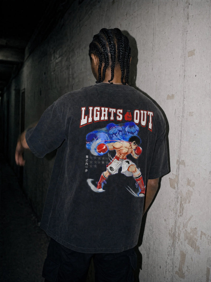 Ippo 'Lights Out' 2-Sided Vintage Tee - Hajime no Ippo-inspired design by Torazen