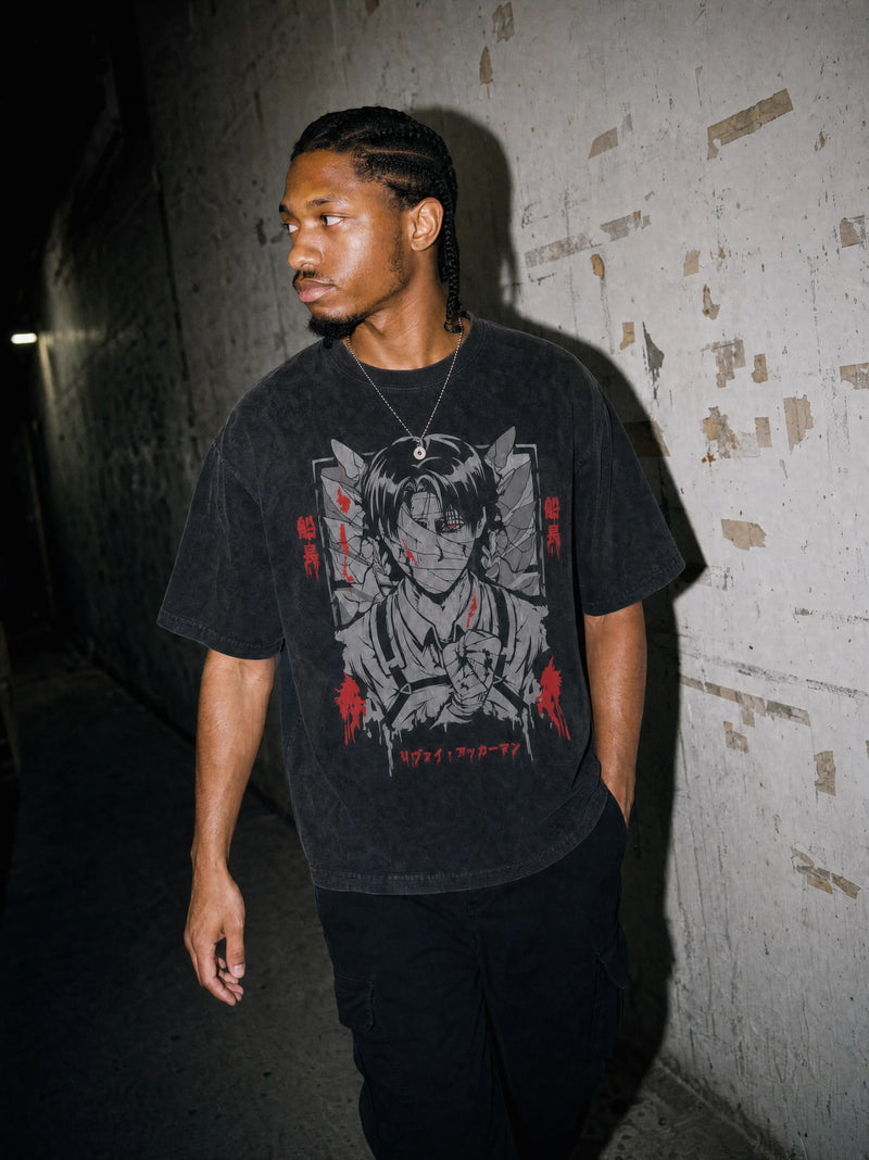 Humanity’s Blade Bloodshot Washed Tee - Attack on Titan-inspired design by Torazen