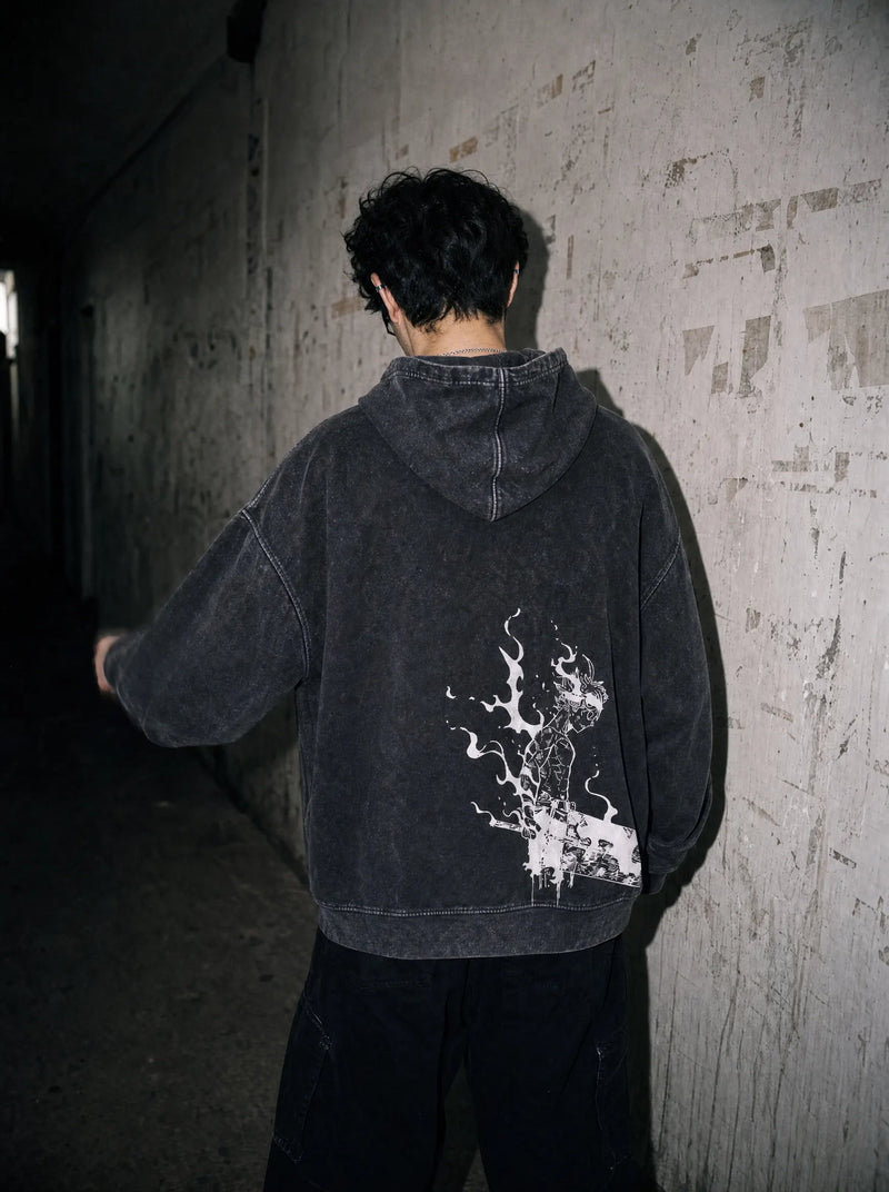 OTH ✦ Demon Form Clover Warrior Vintage Hoodie - model wearing