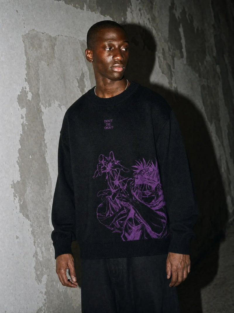 JJK ✦ Choso 'Dont Die' Knitted Sweater on-model PDP image