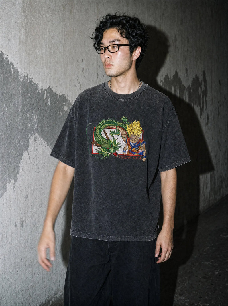 DBZ ✦ Shenron Embroidery Tee on-model PDP image