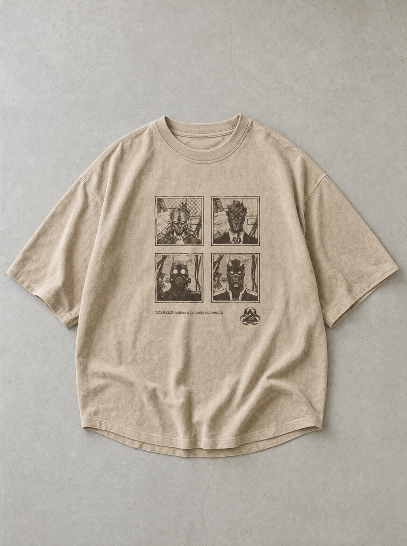 Faces of the Hole Vintage Tee - front flat lay on concrete, vintage-washed vintage tee