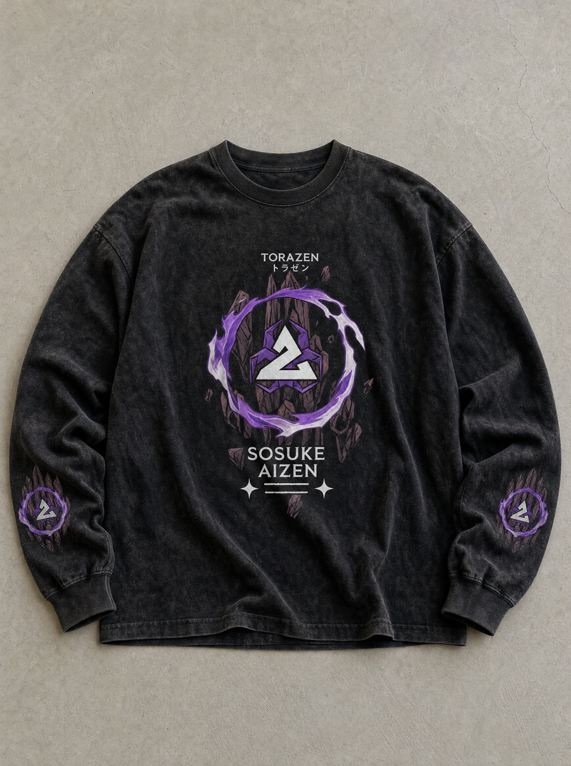 Butterfly Ascension Long Sleeve Tee - front flat lay on concrete, vintage-washed long sleeve tee