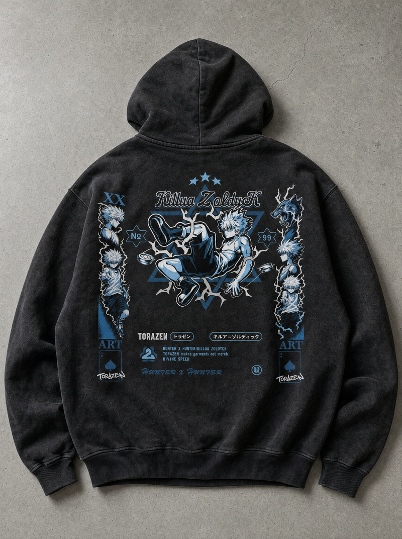 Divine Speed Vintage Hoodie - front flat lay on concrete, vintage-washed vintage hoodie