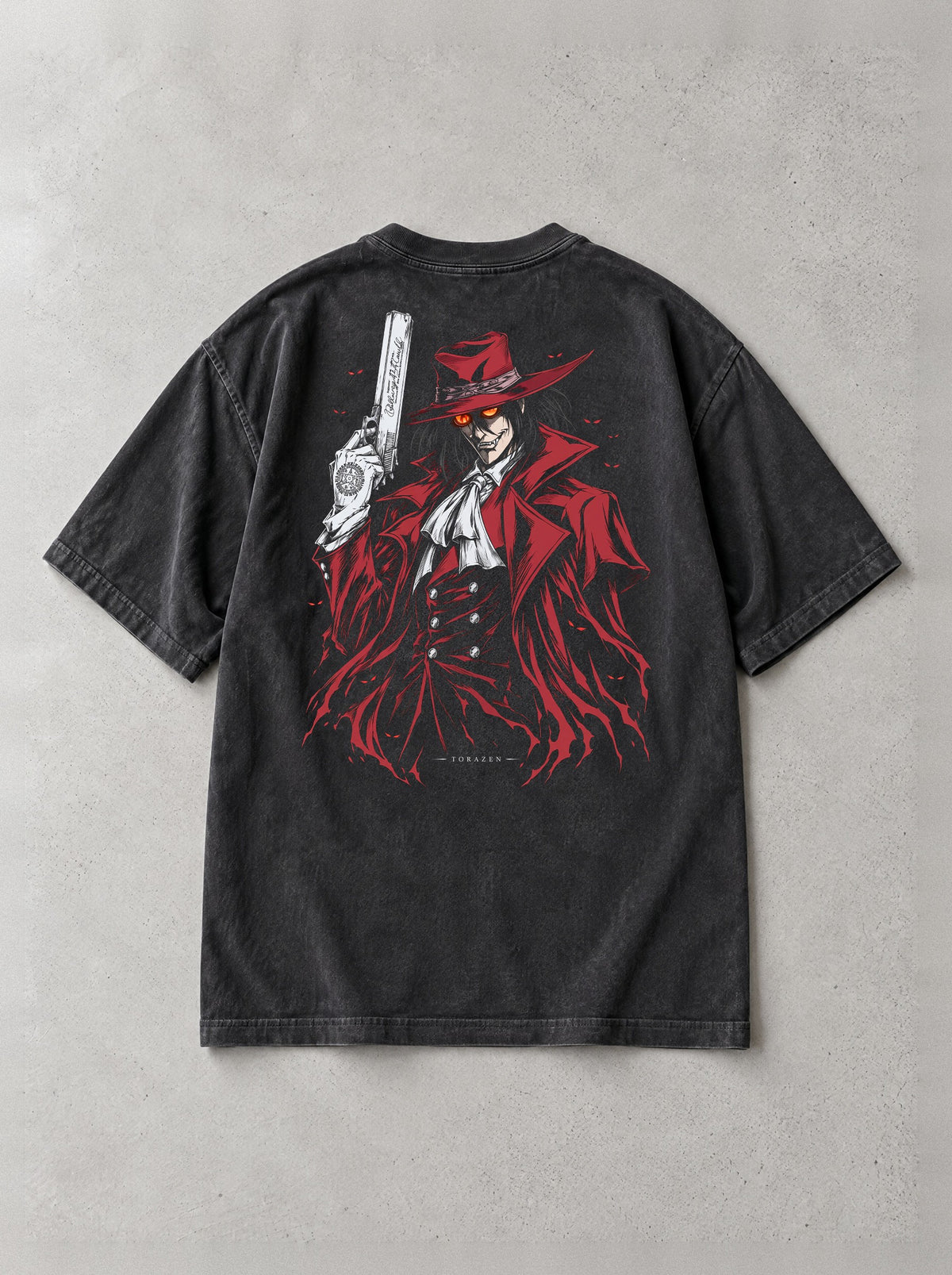 Crimson Count Vintage Tee - Hellsing-inspired design by Torazen, back view
