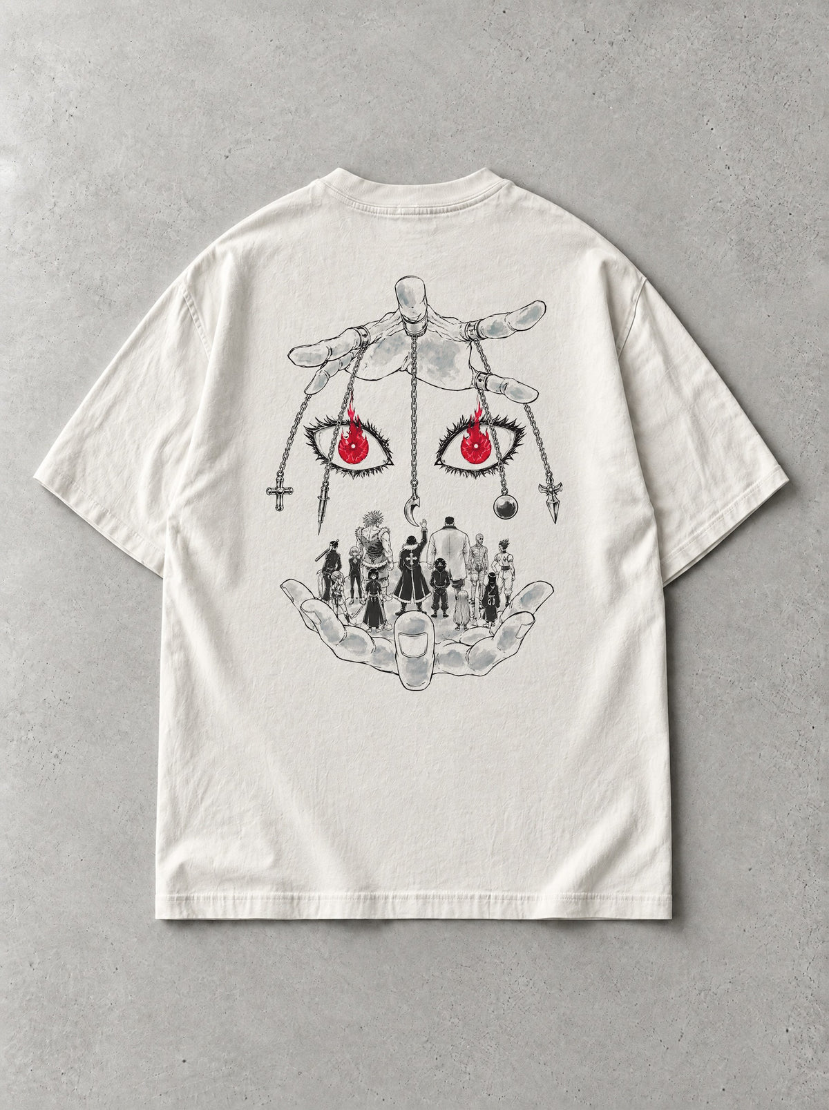 Chain Judgement Hands Vintage Tee - Hunter x Hunter-inspired design by Torazen, back view