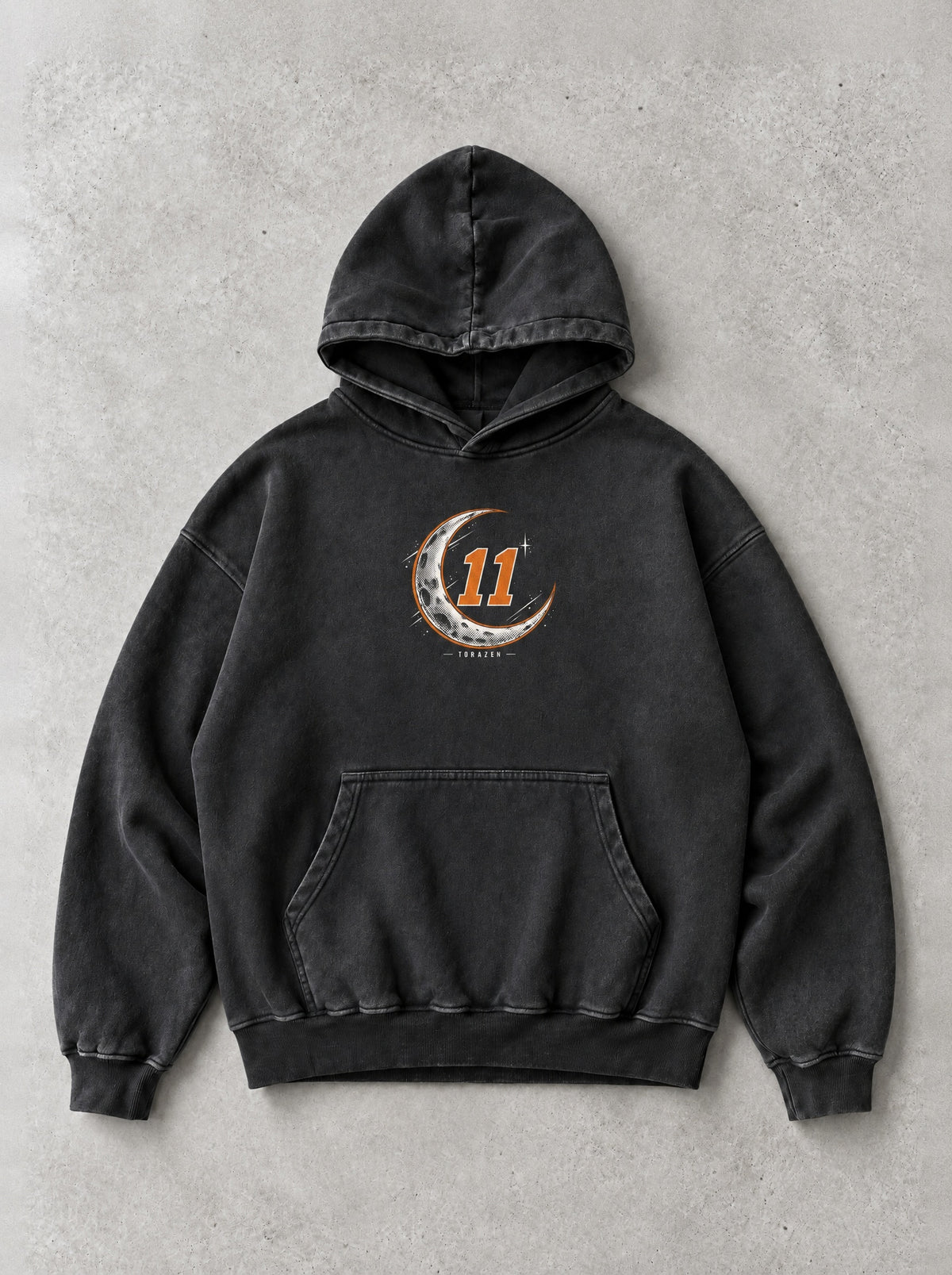 Moon Block Vintage Hoodie by Torazen, front view