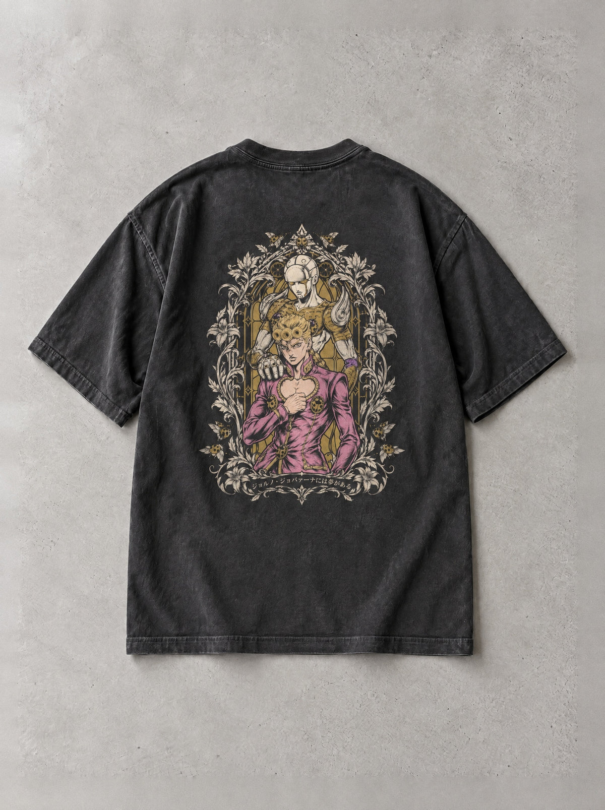 Stained Glass Rosary Vintage Tee - JoJo's Bizarre Adventure-inspired design by Torazen, back view