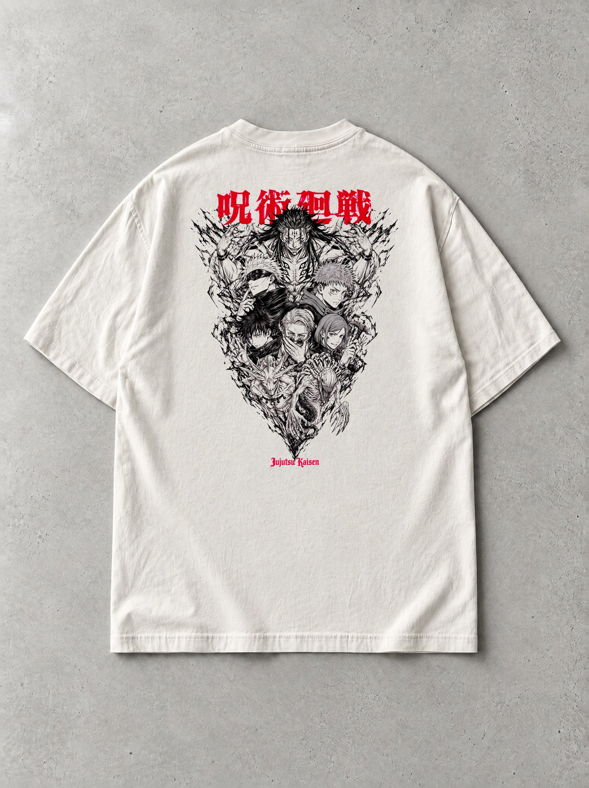 Cursed Domain Collage Vintage Tee - Jujutsu Kaisen-inspired design by Torazen, back view