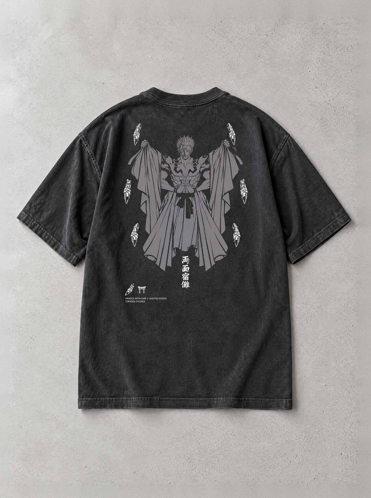 Handle With Care Vintage Tee - Jujutsu Kaisen-inspired design by Torazen, back view