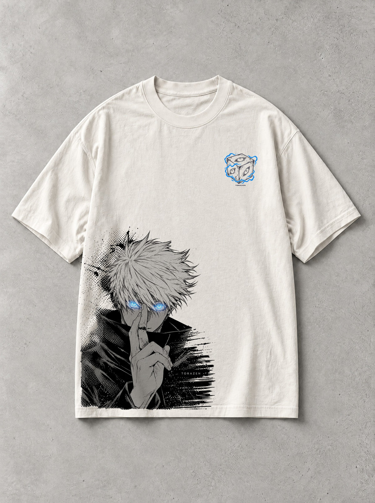 Six Eyes Unsealed Vintage Tee - Jujutsu Kaisen-inspired design by Torazen, front view