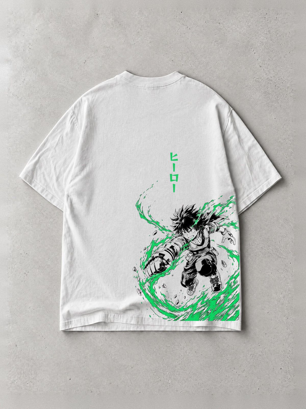 Green Spark Smash Vintage Tee - My Hero Academia-inspired design by Torazen, back view