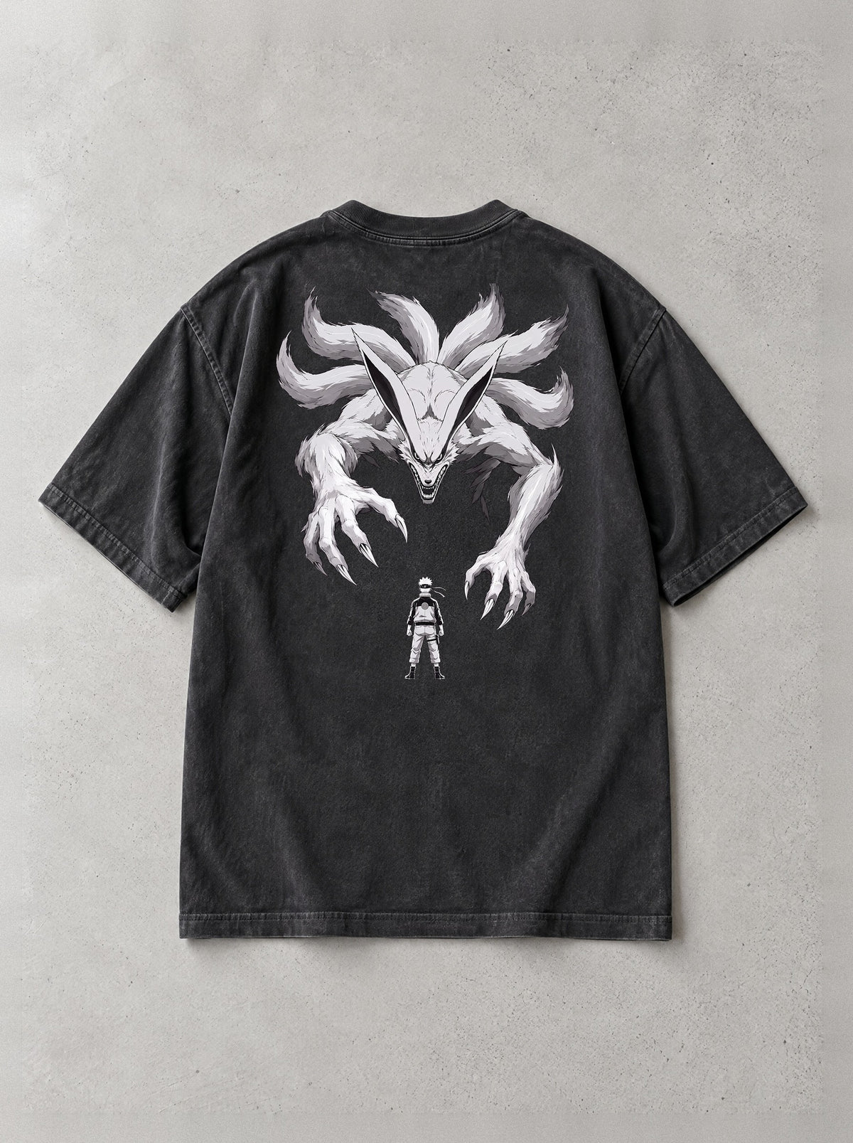 Nine Tails Shadow Vintage Tee - Naruto-inspired design by Torazen, back view