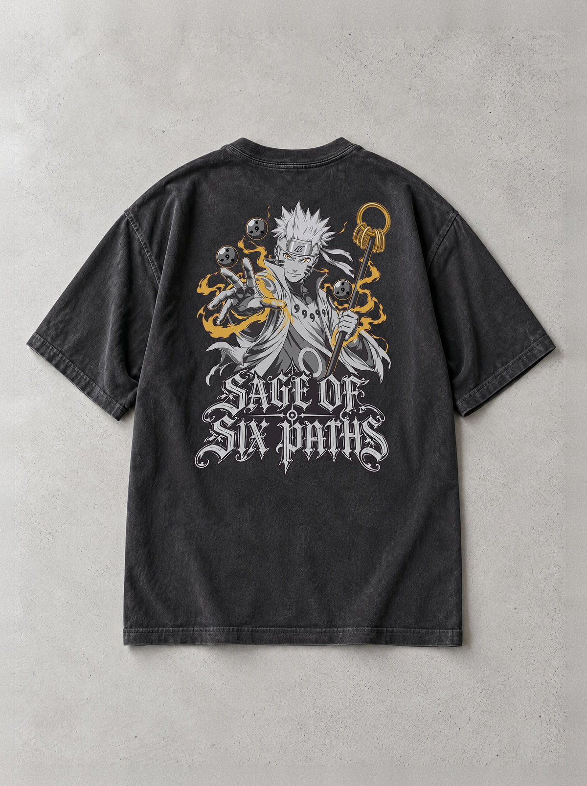 Six Paths Sage Vintage Tee - Naruto-inspired design by Torazen, back view