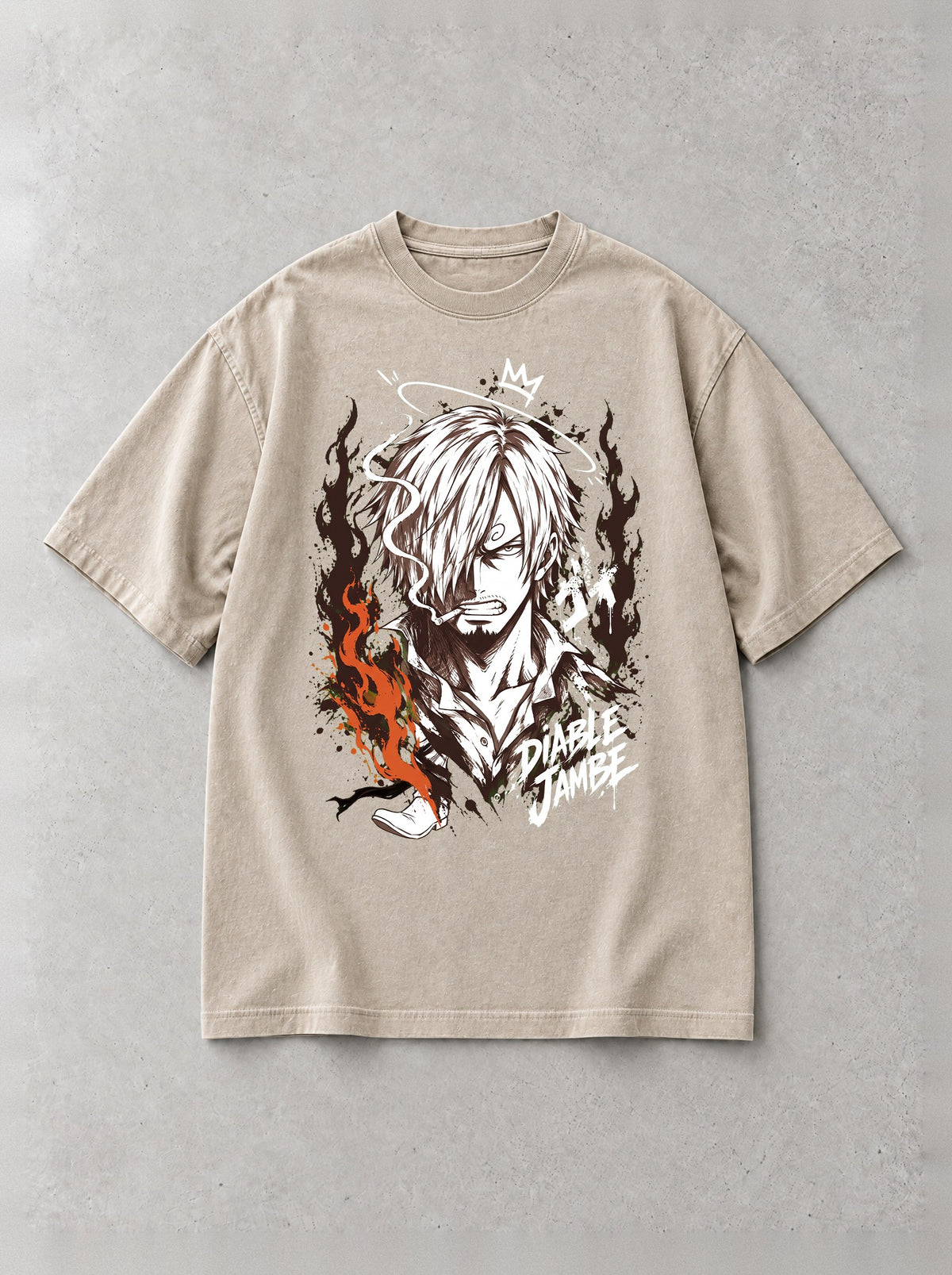 Hellfire Kick Vintage Tee - One Piece-inspired design by Torazen, front view