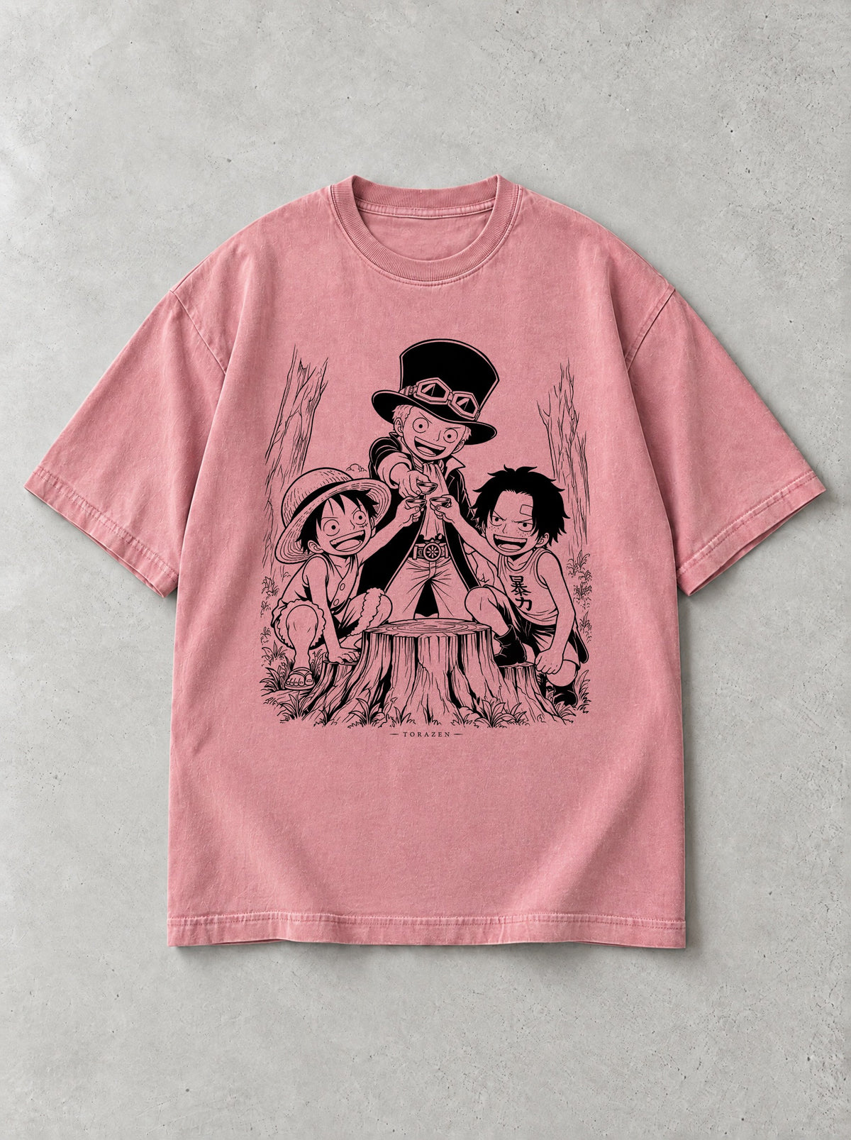 Sake Cup Brothers Vintage Tee - One Piece-inspired design by Torazen, front view