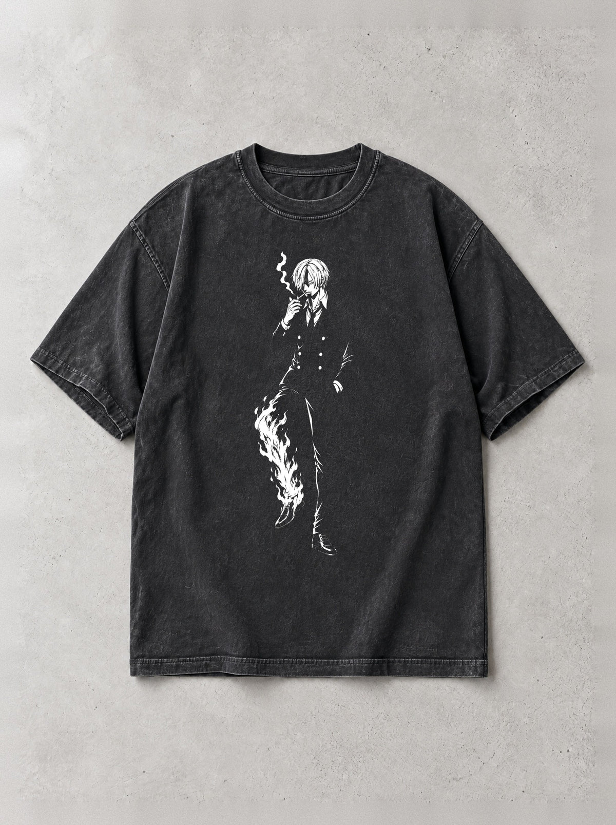 Smoke And Flame Leg Vintage Tee - One Piece-inspired design by Torazen, front view